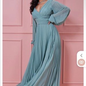 Sage Green Balloon Sleeve Maxi Dress